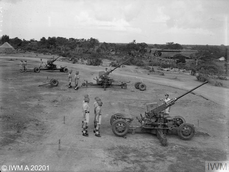 Royal Marines training with Bofors LAA guns at Ceylon, September 1943.